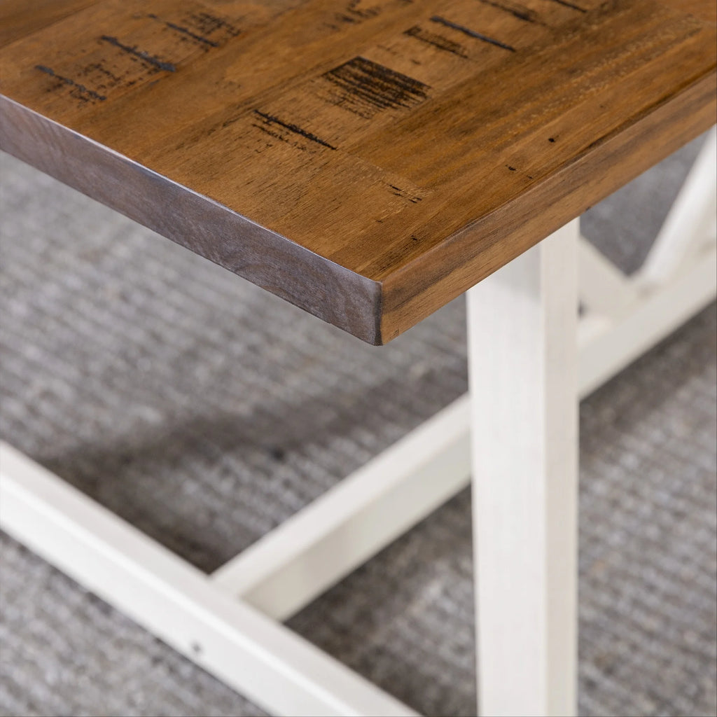 Rustic Oak/White Solid Wood Trestle Dining Table V266