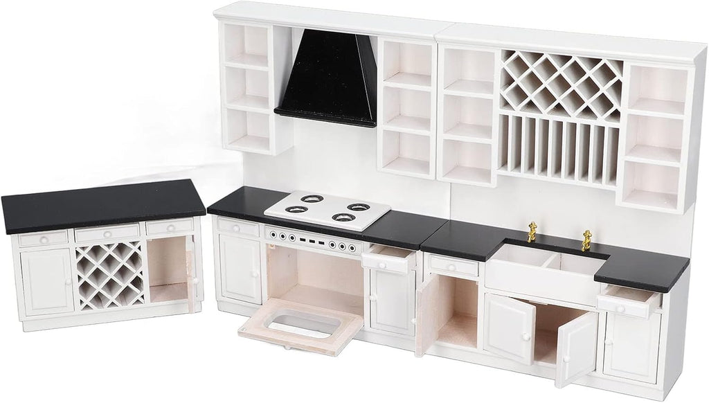 1/12 Birch Wood Miniature Kitchen Cabinet Set R36657