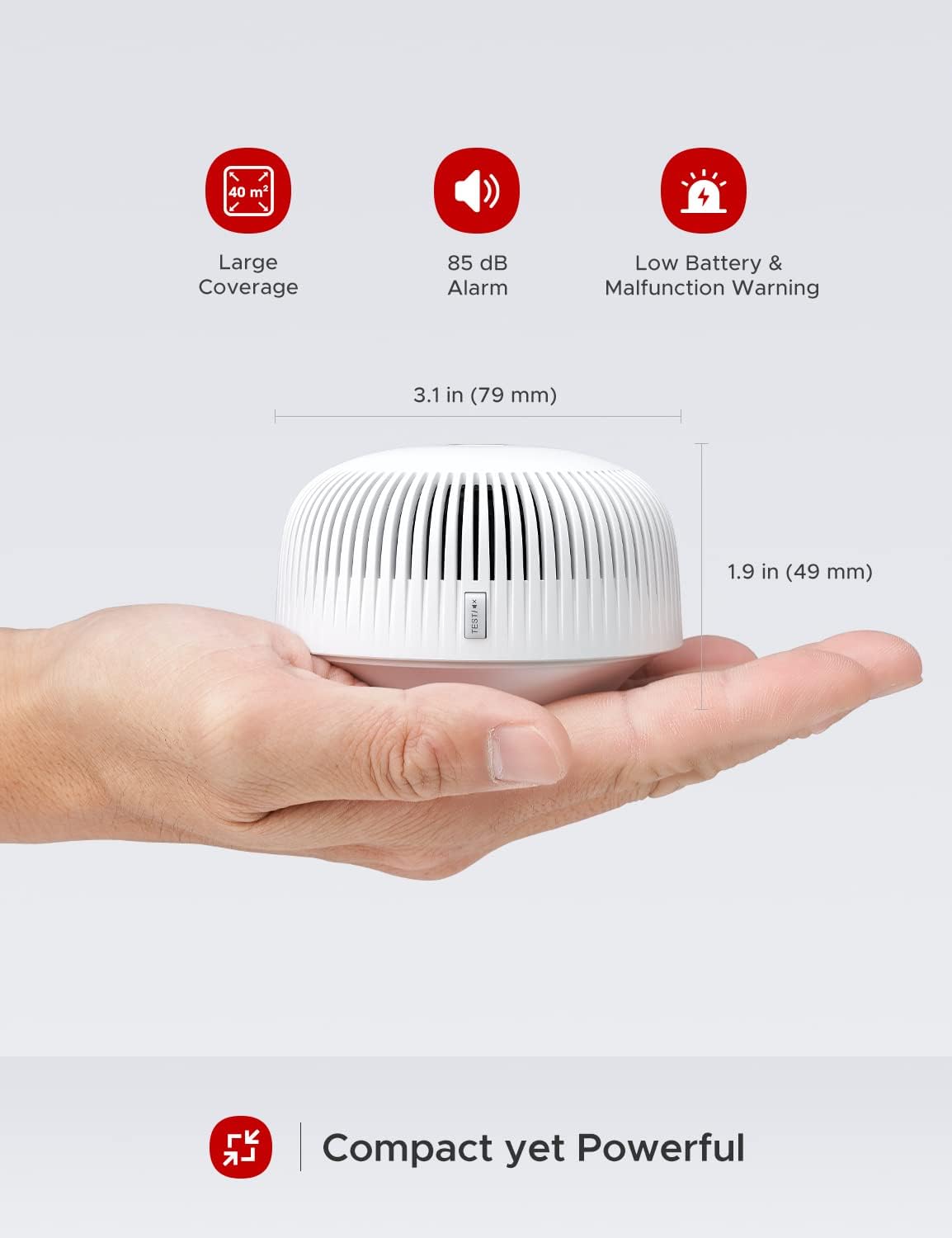 Smart Smoke Detector with Photoelectric Sensor, Replaceable Battery, Wi-Fi F987