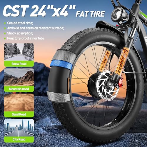 37MPH 3000W 23AH 7-Speed 26" Fat Tire Full Suspension Electric Bike W342