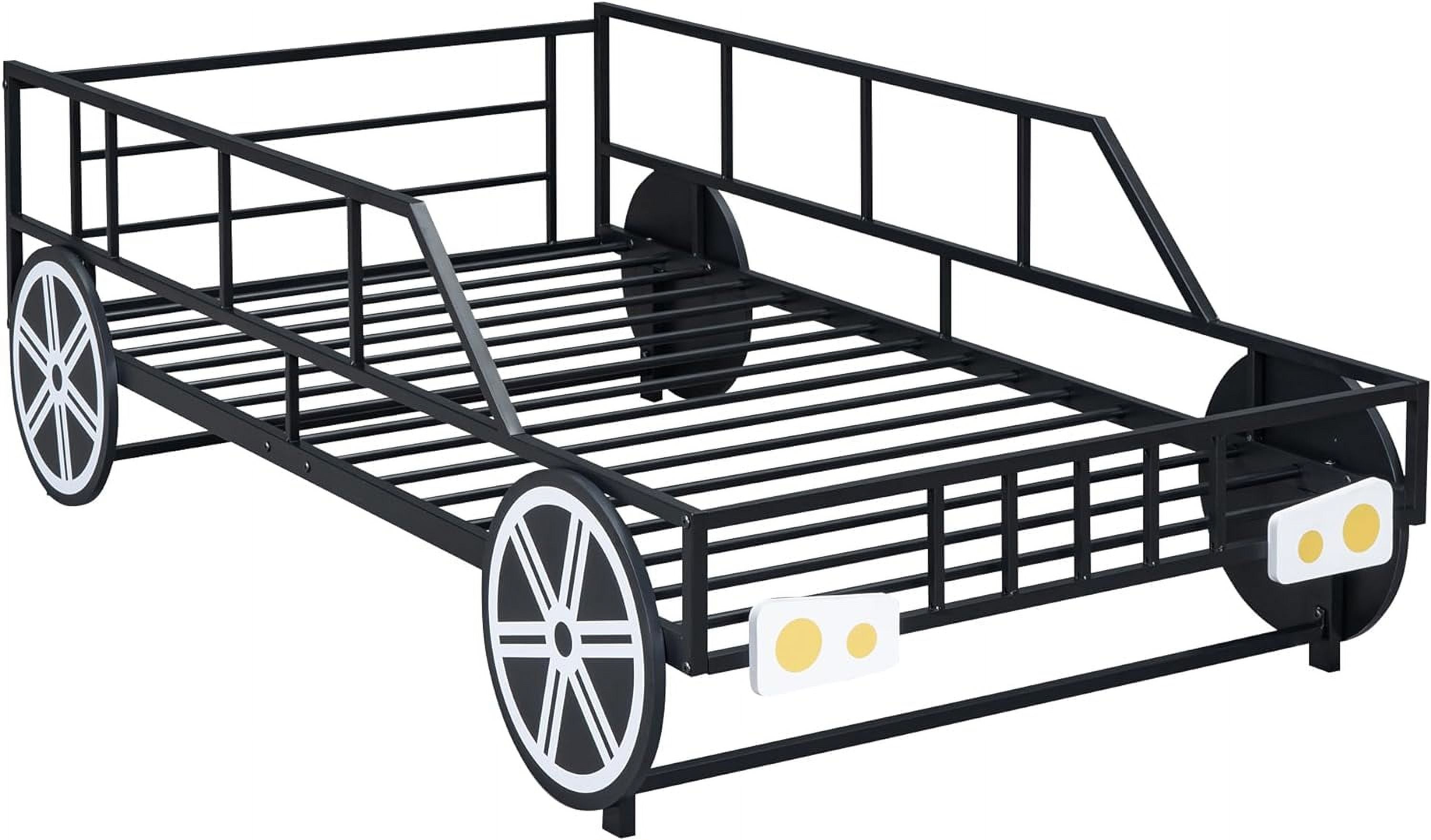 Black Race Car Bed with Rails and Wheels H161366