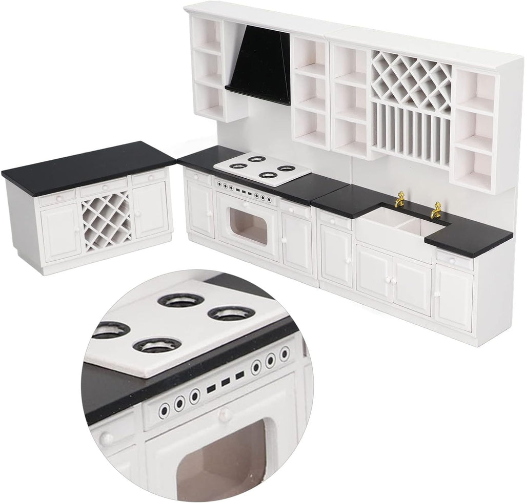 1/12 Birch Wood Miniature Kitchen Cabinet Set R36657