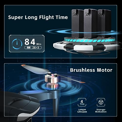 2650 ft Long Range Brushless Motor Drone with 4K HD Camera, 84 Mins Flight Time, 3 Batteries I3732