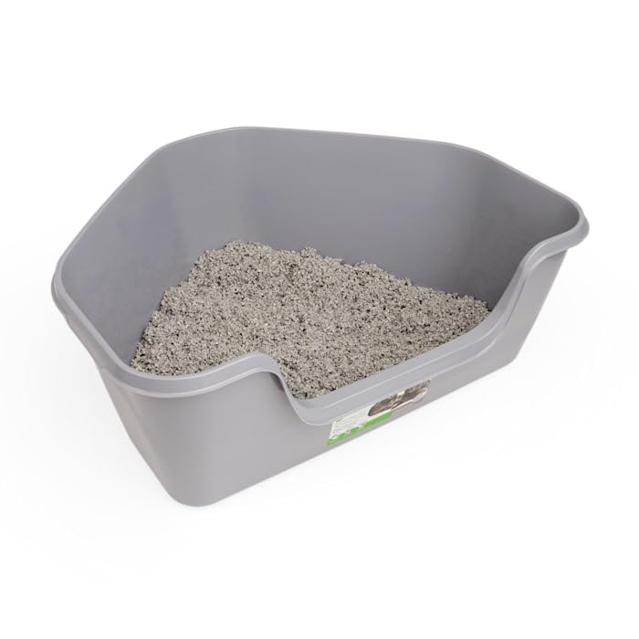 Grey High-Back Corner Litter Box E296