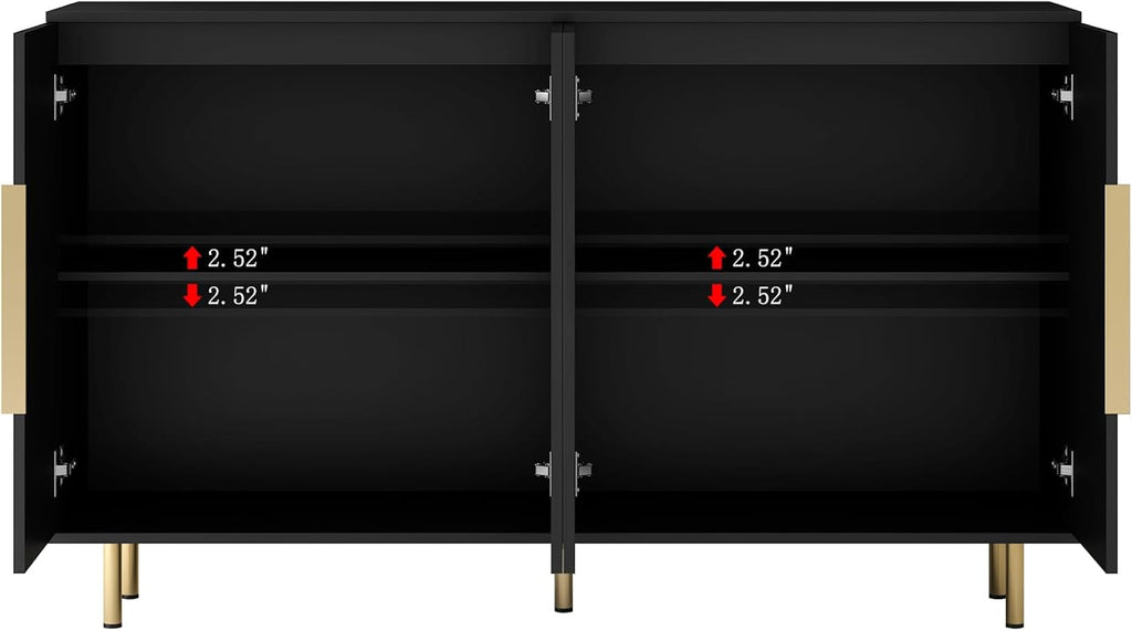 Black Storage Cabinet with 4 Doors and Adjustable Shelf Z419858