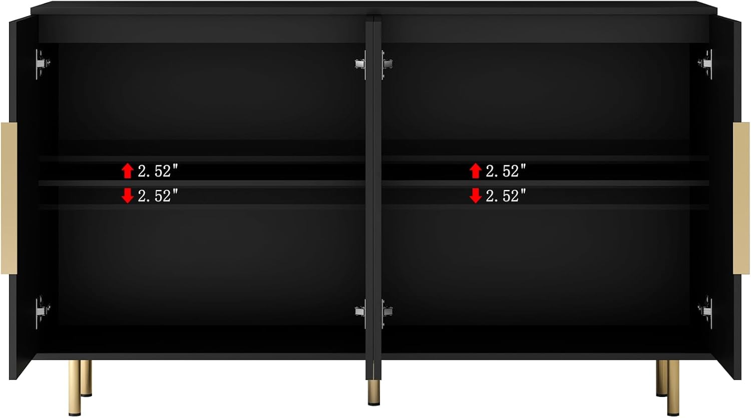 Black Storage Cabinet with 4 Doors and Adjustable Shelf Z419858