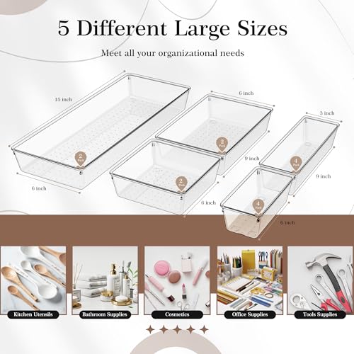 10 Pack Clear Plastic Drawer Organizer Set K8468
