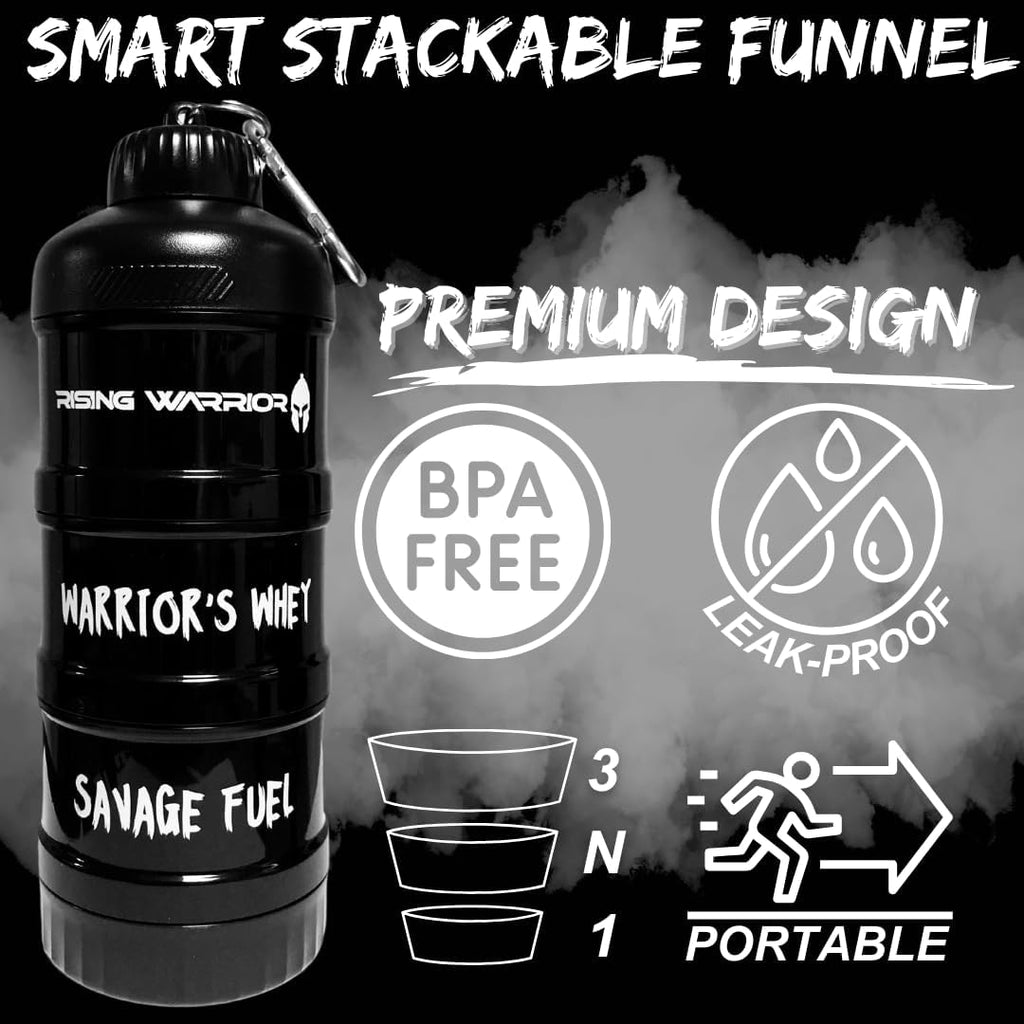 Portable Protein Powder Stackable Container with Top Cap Funnel C68300