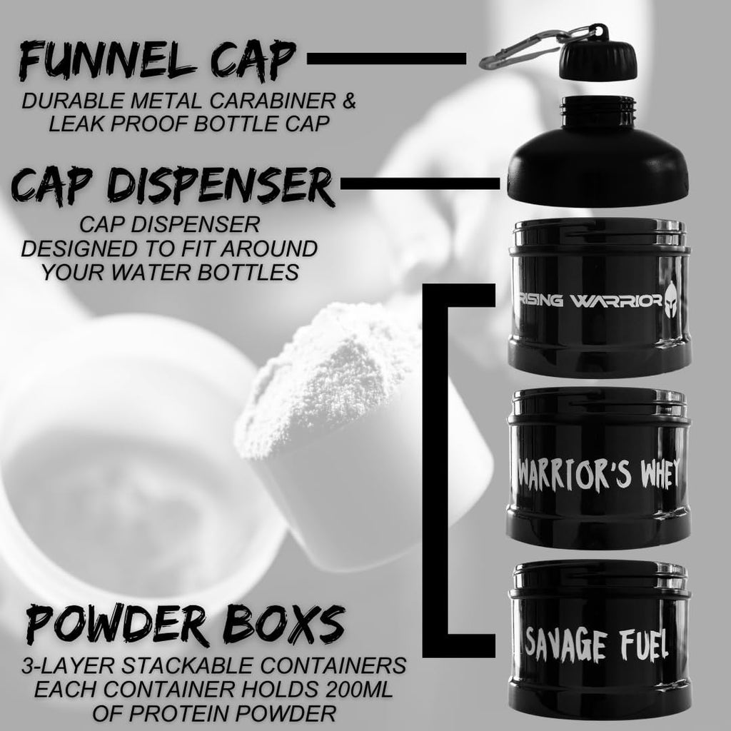 Portable Protein Powder Stackable Container with Top Cap Funnel C68300
