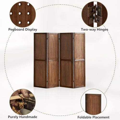 5.6Ft Wooden Pegboard Room Divider N24164