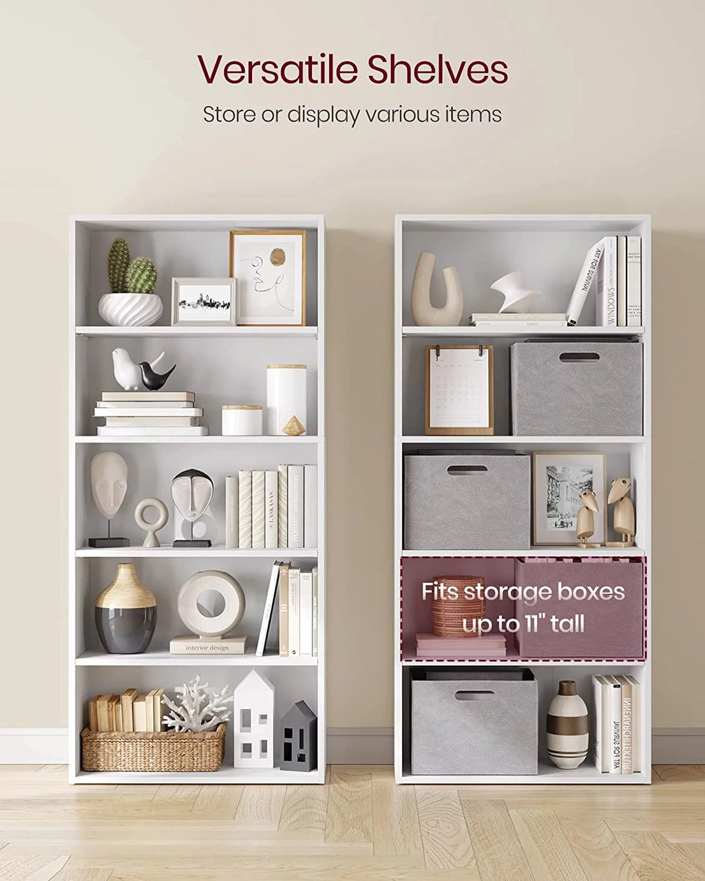 5-Tier Open Bookcase White Z5611