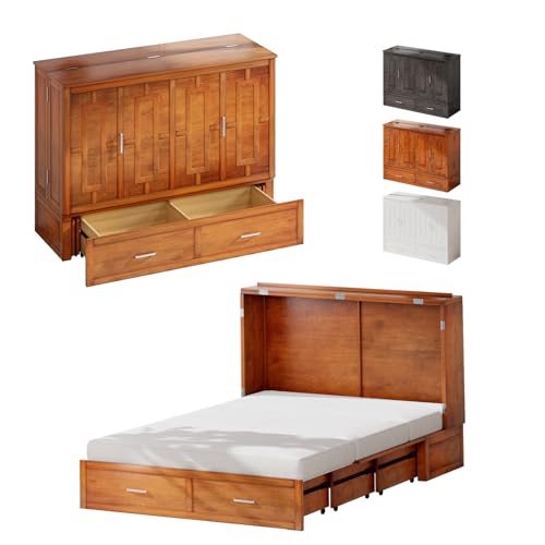 Queen Murphy Bed Cabinet with 2 Storage Drawers Y137