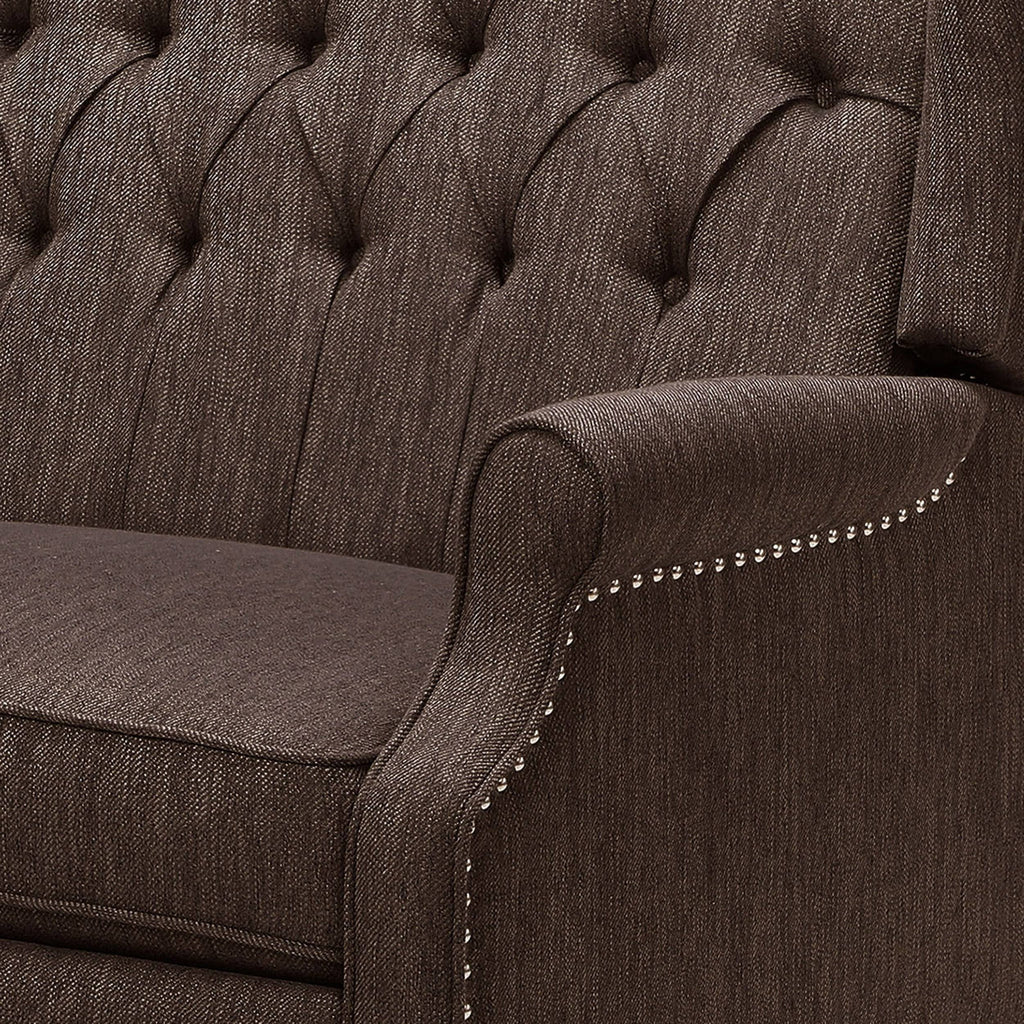 Oversized Tufted Fabric Push Back Recliner W8009