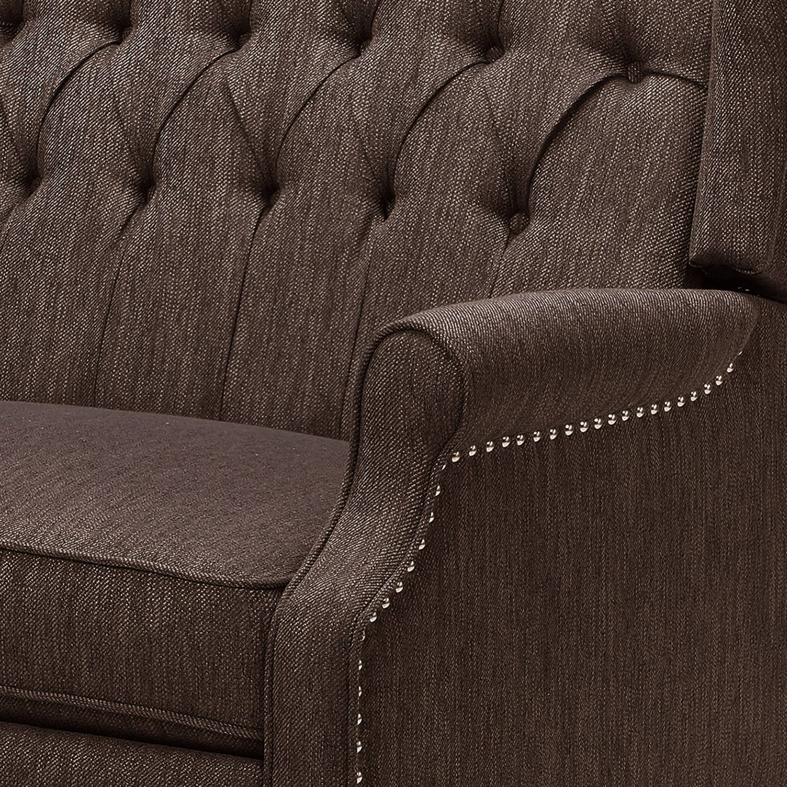 Oversized Tufted Fabric Push Back Recliner W8009