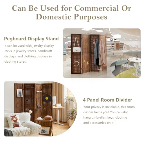 5.6Ft Wooden Pegboard Room Divider N24164