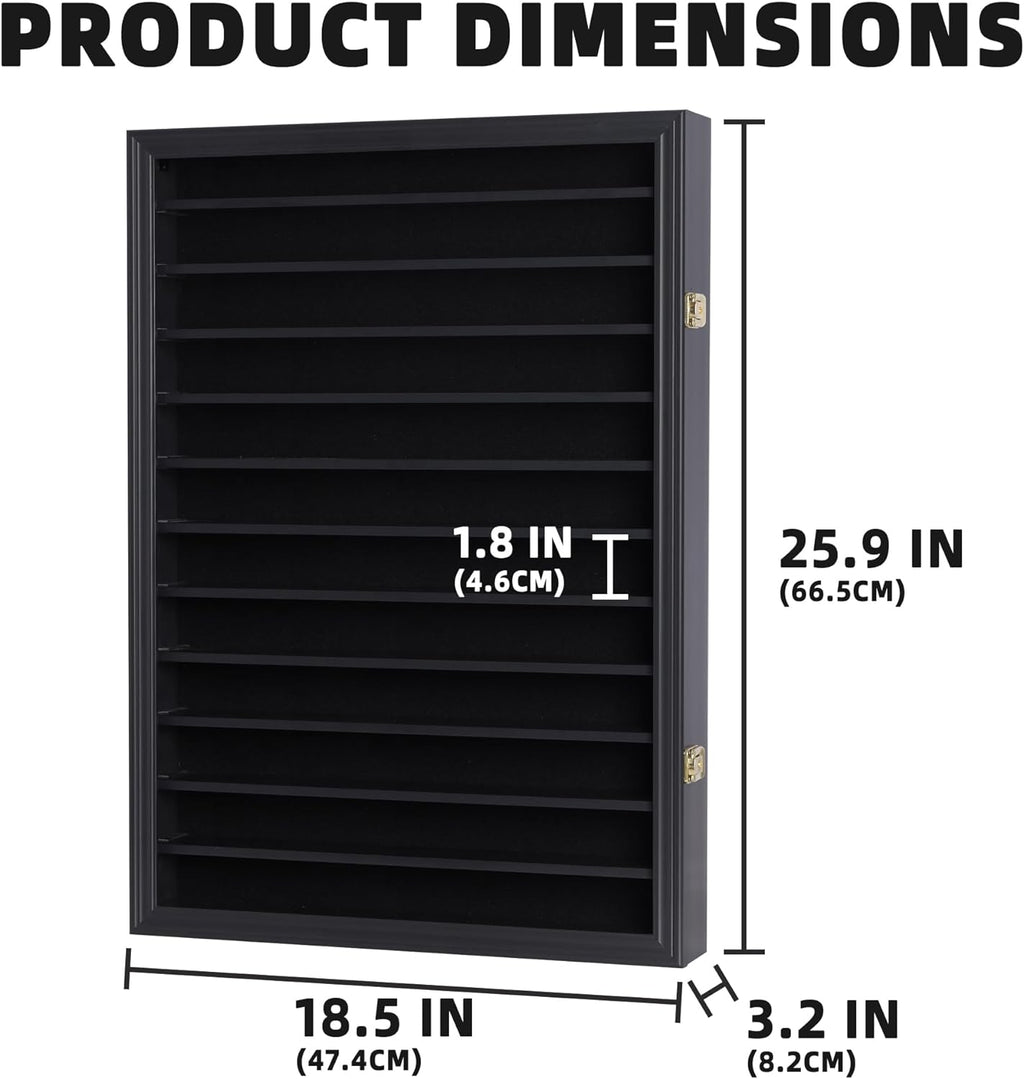 Black Finish Display Case Cabinet 26.5 X 18.75 X 3.25 Inches J56596