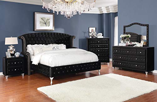 Queen Tufted Upholstered Bed Black V538