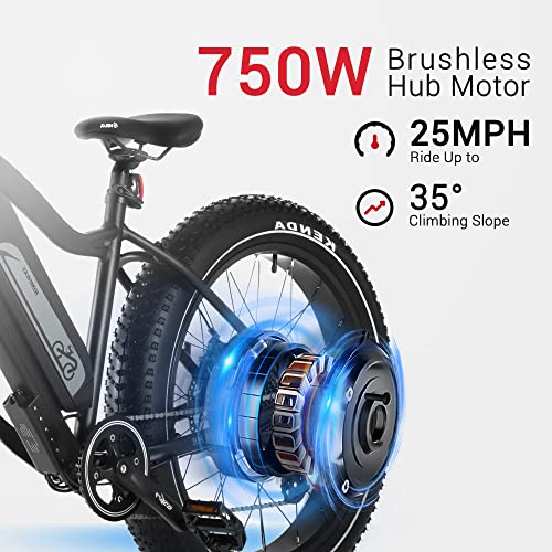 750W 48V 17.5Ah Battery 26"x4" Fat Tire Electric Bike Q52347