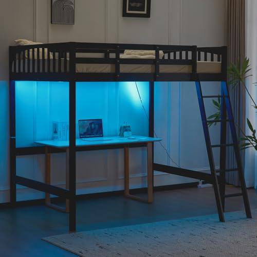 Twin Loft Bed with L-Shaped Desk and 3 Storage Drawers, Solid Wood, White K93929