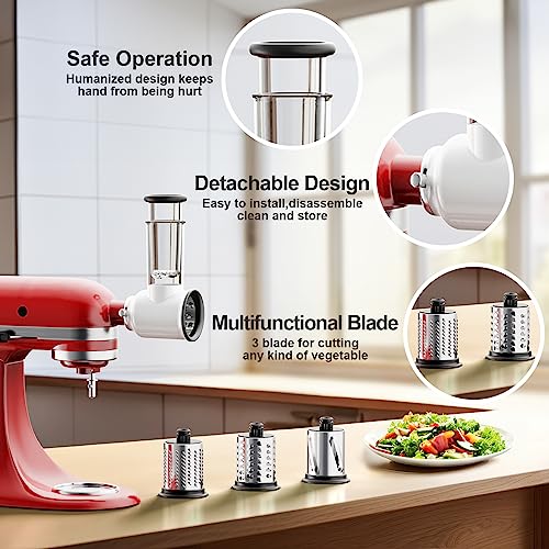 Slicer Shredder Attachment for Kitchenaid Stand Mixer with 3 Blades W290500