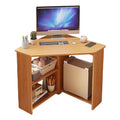 Light Brown Corner Desk with Drawers and Open Shelves R984696