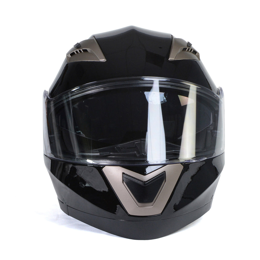 Gloss Black Motorcycle Modular Helmet with Drop Down Visor Medium I193924