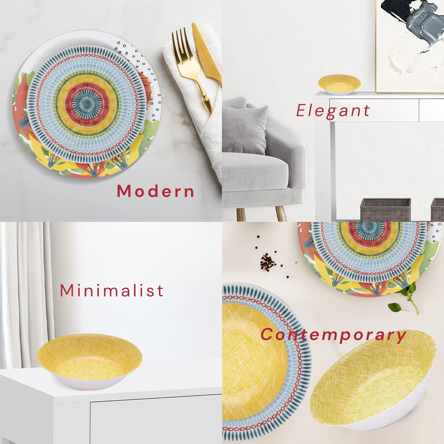 12-Piece Melamine Plates and Bowls Set R673266