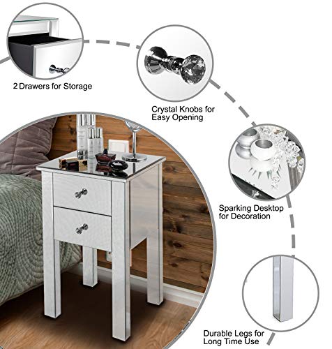 Mirrored Nightstand with 3 Drawers M952387