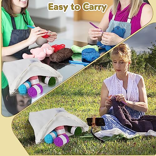 70 Pcs Crochet Kit with Yarns Crochet Hooks Canvas Tote Bag C7946