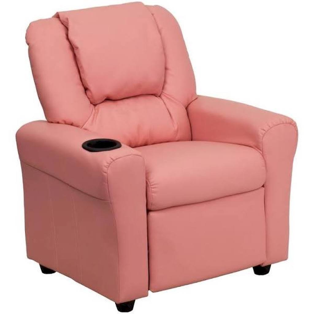 Pink Vinyl Kids Recliner with Cup Holder and Headrest I141426