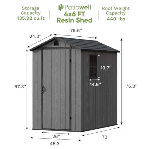 4 x 6 FT White Plastic Resin Shed O724