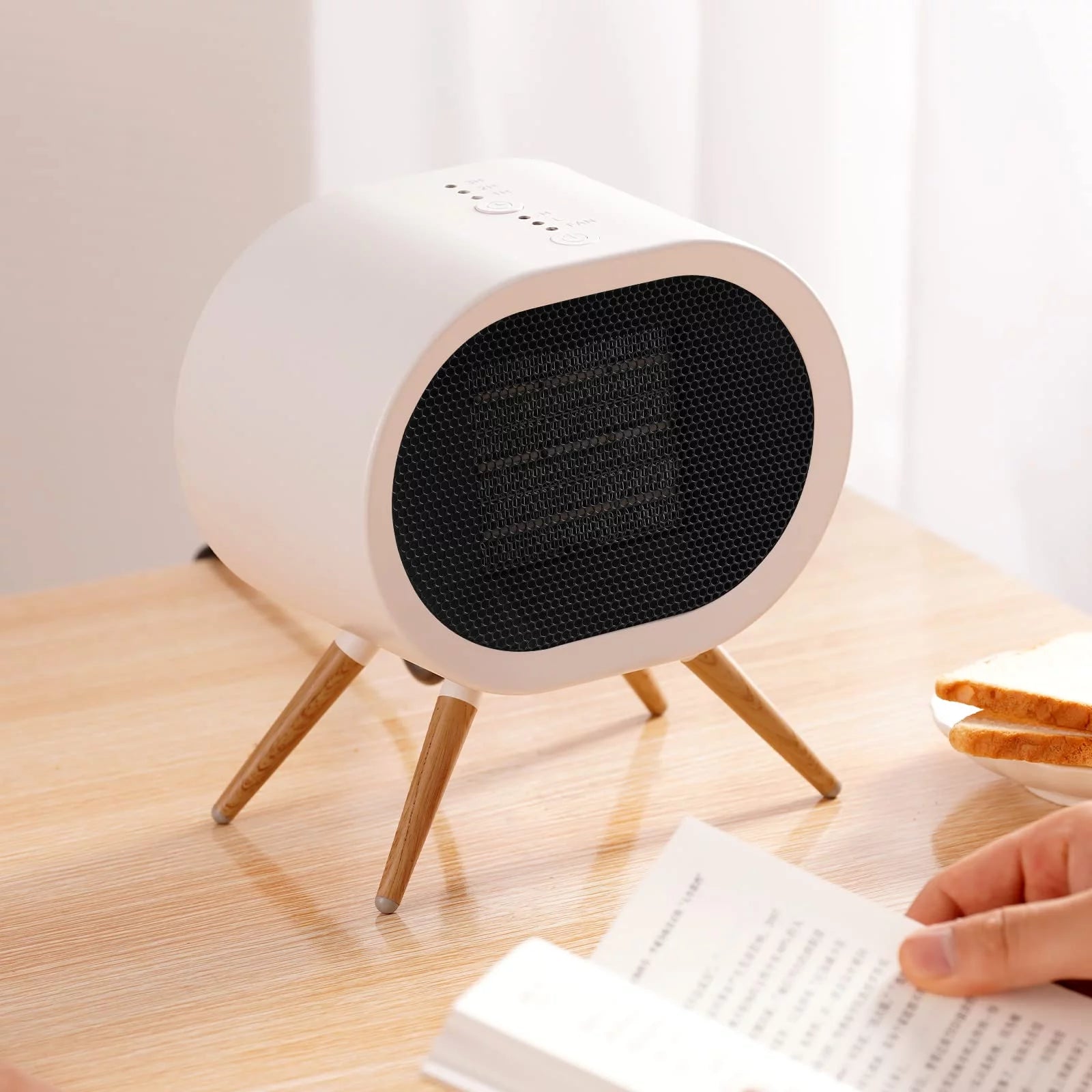 Small Space Heater, 1000W PTC Ceramic Electric Fan Heater - Black P26816