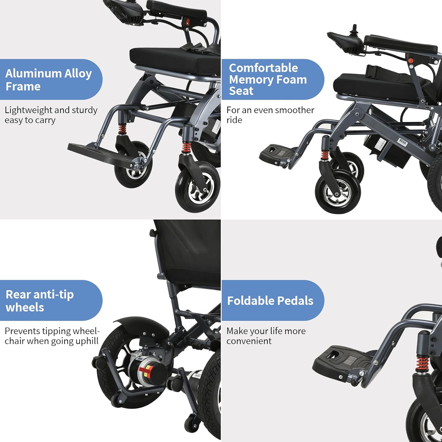 Lightweight Foldable Electric Wheelchair with 500W Motor, Weight 50lbs Z26018
