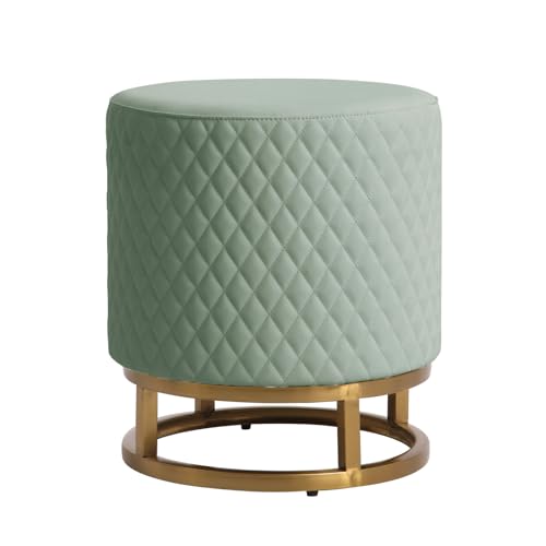 White Faux Leather Round Vanity Stool O523187