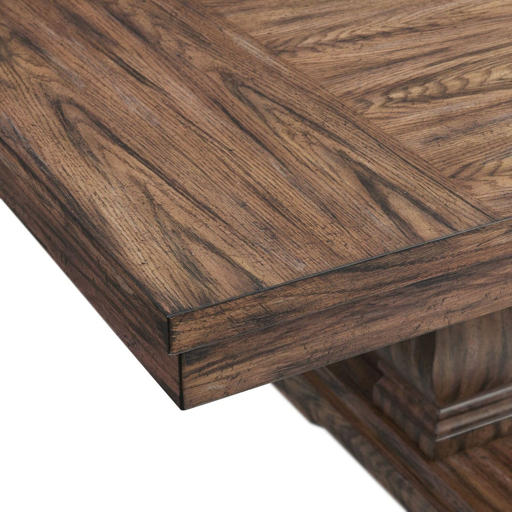 Rectangle Standard Height Dining Table, 42" D x 84" W x 30" H, Double Pedestal Base, Includes Two 12" Removable Extension Leaves B619880