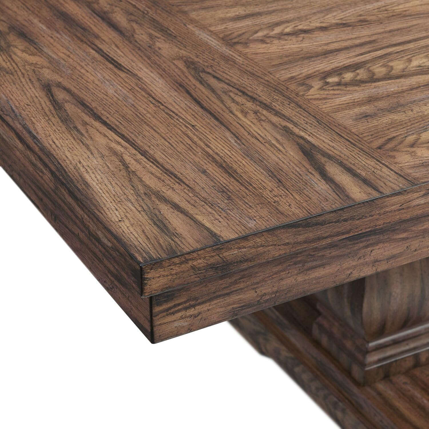 Rectangle Standard Height Dining Table, 42" D x 84" W x 30" H, Double Pedestal Base, Includes Two 12" Removable Extension Leaves B619880