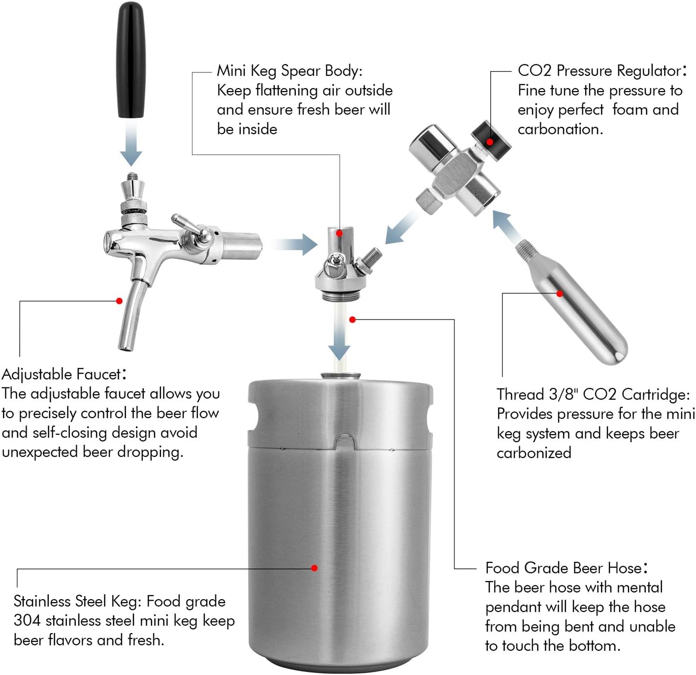 170oz Pressurized Stainless Steel Mini Keg Growler F13740
