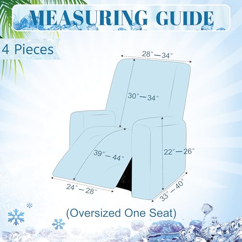 Dark Grey 3 Seat Stretch Recliner Sofa Covers 8-Pieces Non Slip Washable G534161