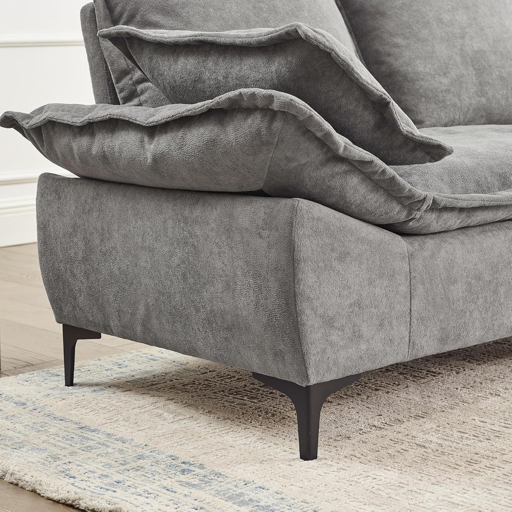 Grey Dutch Velvet 3-Seater Sofa with 2 Pillows Z13896