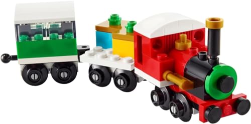 Winter Holiday Christmas Train with Locomotive, Flatbed Wagon, and Carriage (73 Pieces) W8841