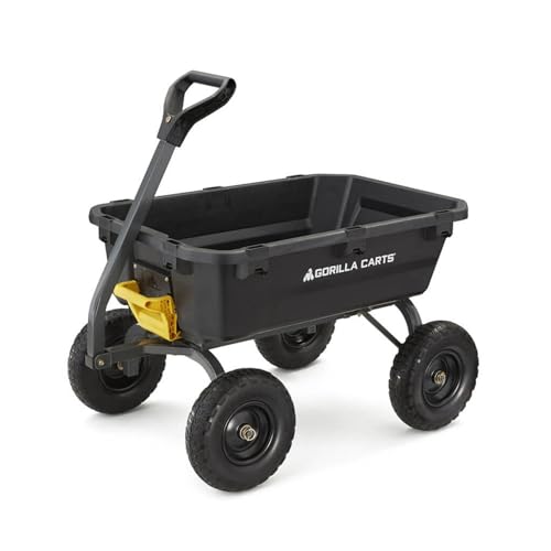 Heavy-Duty Steel Frame Dump Cart with 600 lb Capacity and No-Flat 10-Inch Tires F759