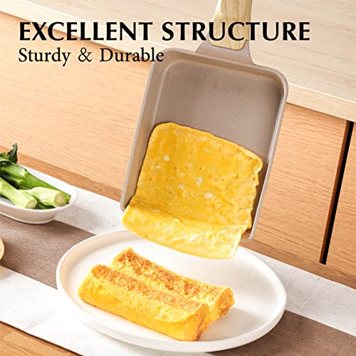 Nonstick Granite Omelette Pan with Spatula, 6" x 7" (Grey) T142142
