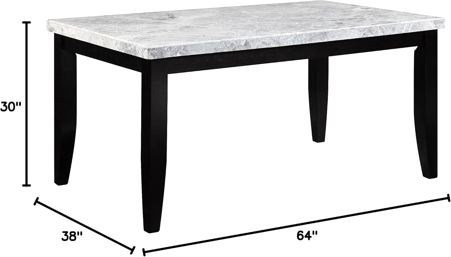 Rectangular Marble Top Dining Table in Black I765