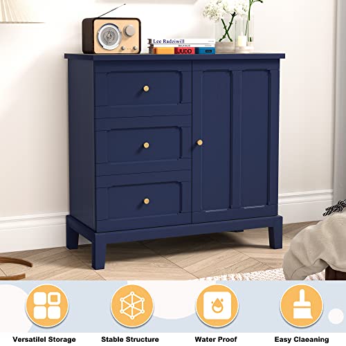 Green Wooden Accent Cabinet with 3 Drawers and Door K38566