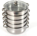 5 Tier Stainless Steel Steamer Pot with Tempered Glass Lid J400997
