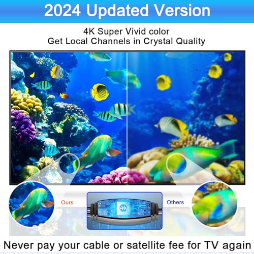 720° Long Range Omni Directional Digital HD TV Antenna with Signal Booster and 35ft Cable N4882