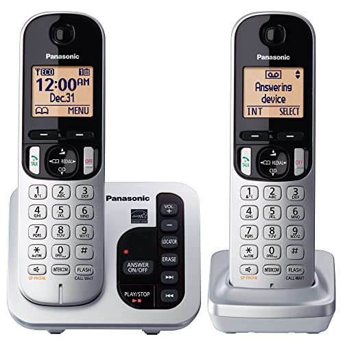Expandable Cordless Phone System with Answering Machine, Call Block, High Contrast Displays and Keypads - 1 Cordless Handset - Silver/Black U424942