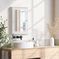 White Wall Mounted Wooden Medicine Cabinet with Single Mirror Door & Adjustable Shelves Y62051