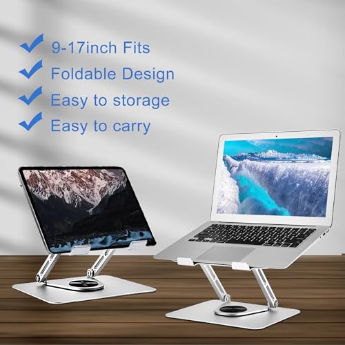 Adjustable Aluminum Alloy Laptop Stand with 360° Rotating Base (Gray) D750358