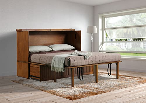 Queen Blonde Oak Murphy Cabinet Chest Bed R852
